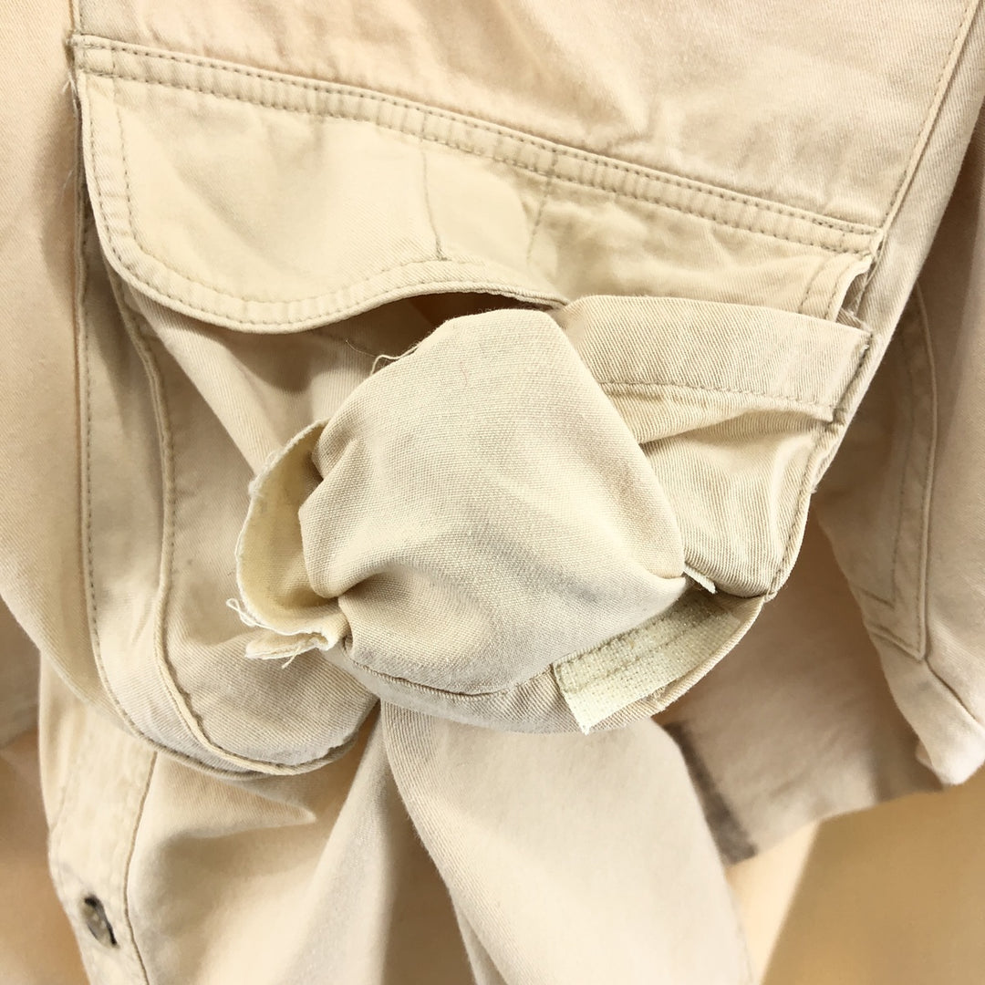 90'S Orvis Long Sleeve Fishing Shirt, Men's Medium, Vintage cotton Beige type Vintage Second Hand