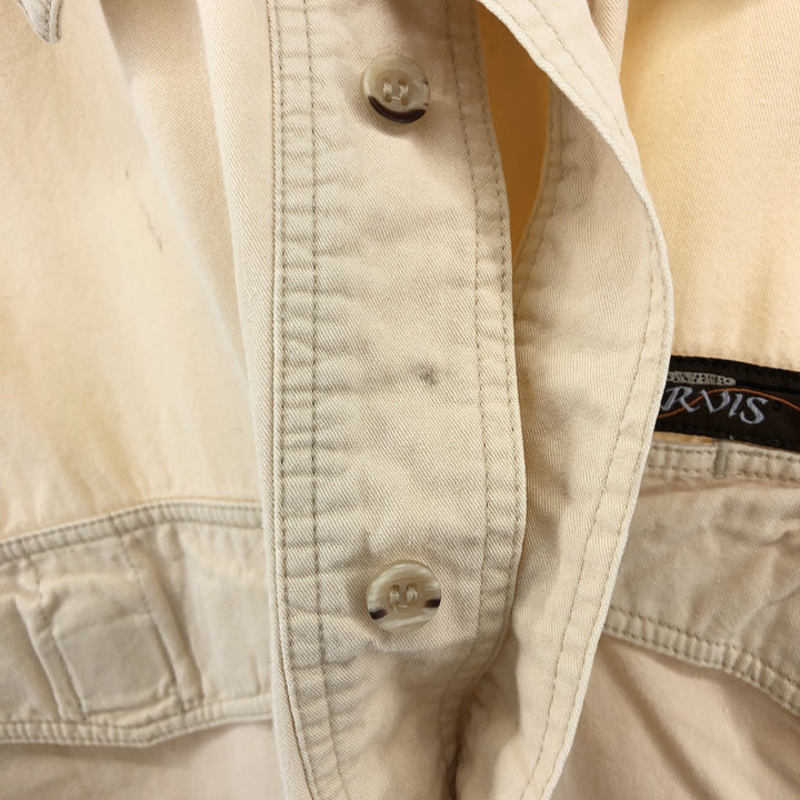 90'S Orvis Long Sleeve Fishing Shirt, Men's Medium, Vintage cotton Beige type Vintage Second Hand