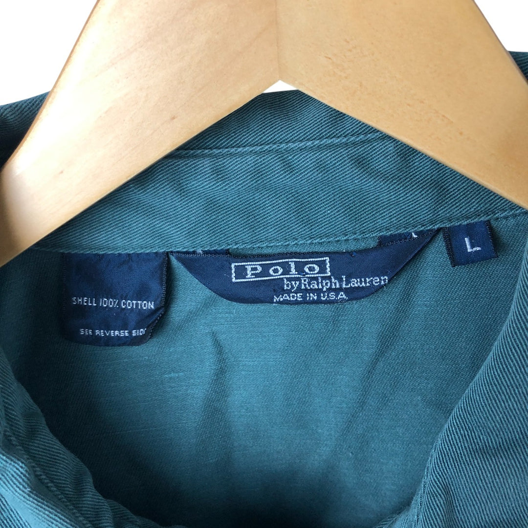 90'S Polo by Ralph Lauren swing top sports jacket, made in the USA, men's size L, vintage cotton Khaki type Vintage Second Hand