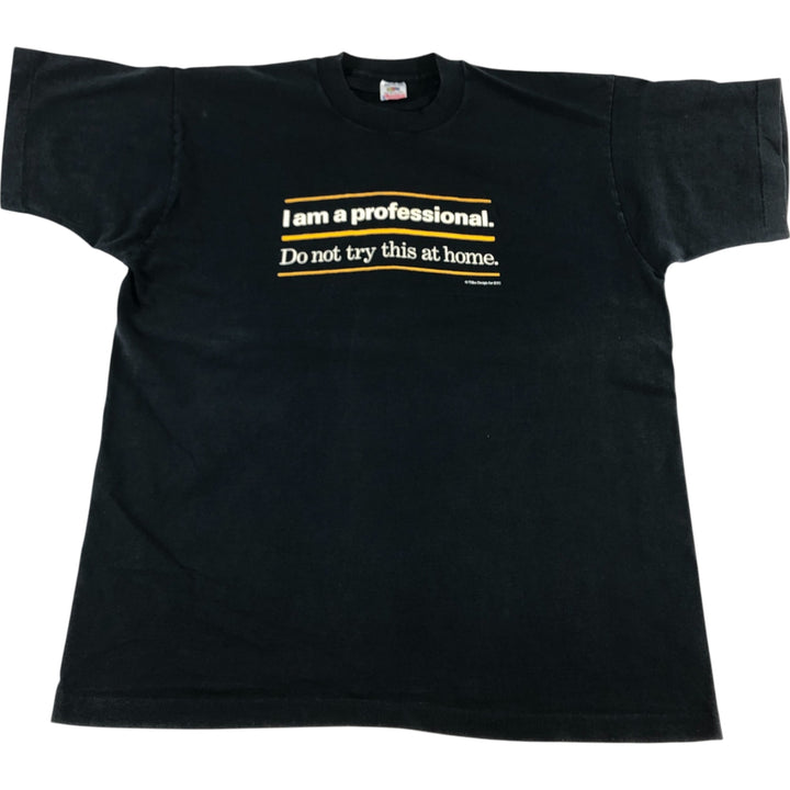 90'S Fruit of the Loom Message Print T-Shirt Made in USA Men's XL Vintage cotton black type Vintage Second Hand