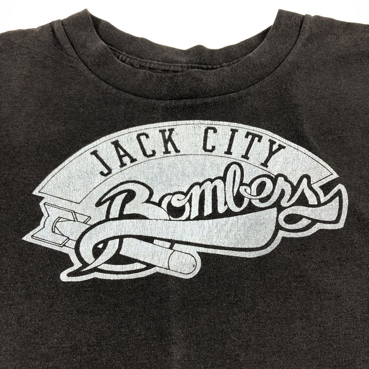 80s-90'S NATIONAL JACKCITY BOMBERS Printed T-shirt Made in USA Men's XL Vintage cotton black type Vintage Second Hand