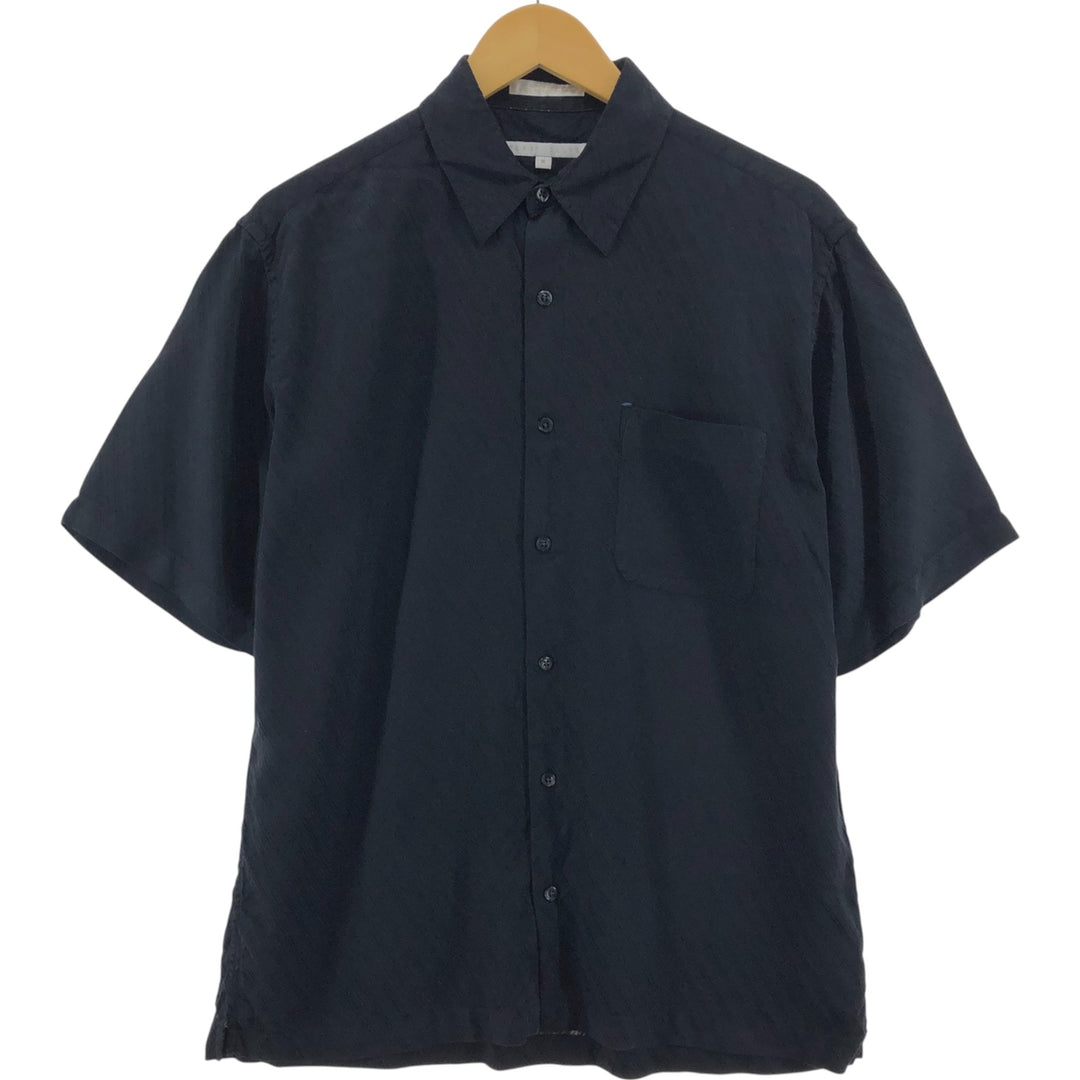 Perry Ellis short sleeve silk shirt, box shirt, men's size M silk black type Vintage Second Hand