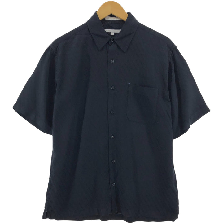Perry Ellis short sleeve silk shirt, box shirt, men's size M silk black type Vintage Second Hand