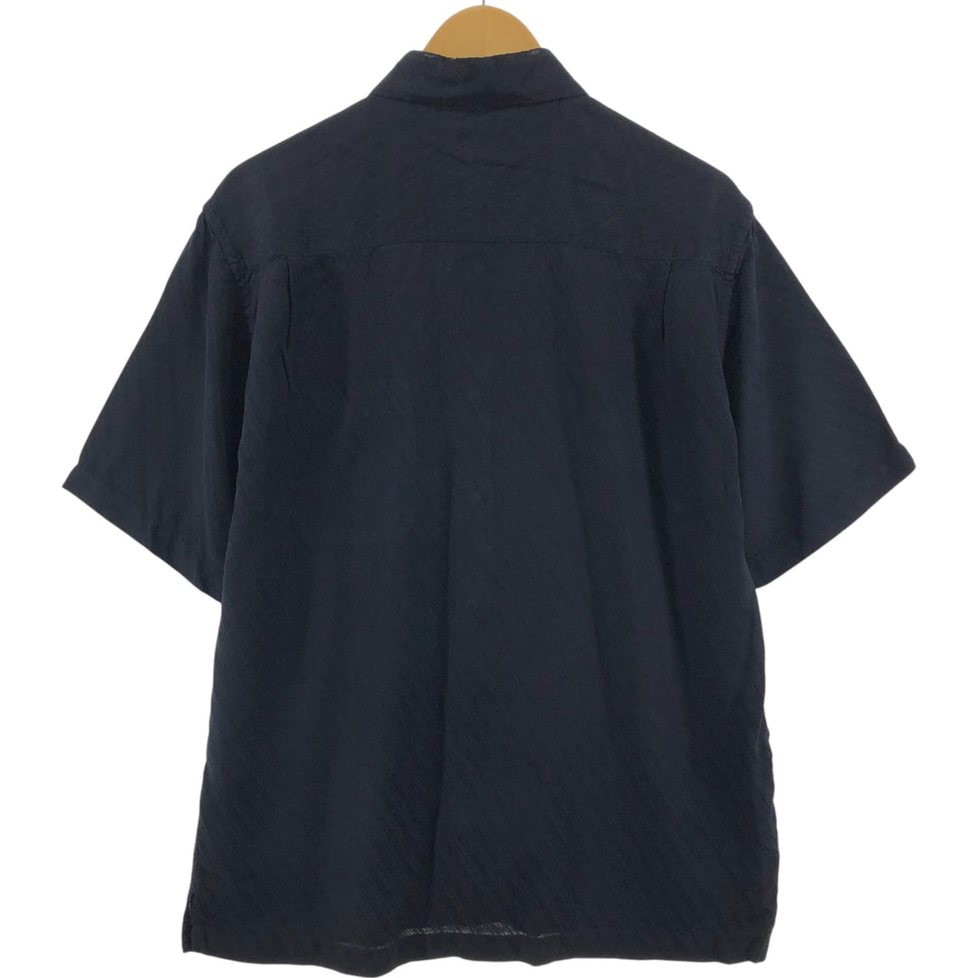 Perry Ellis short sleeve silk shirt, box shirt, men's size M silk black type Vintage Second Hand