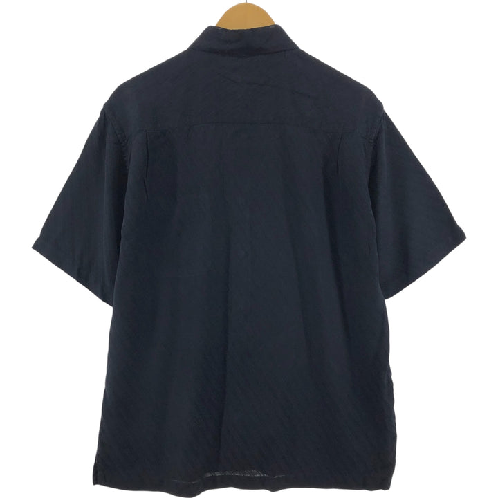 Perry Ellis short sleeve silk shirt, box shirt, men's size M silk black type Vintage Second Hand