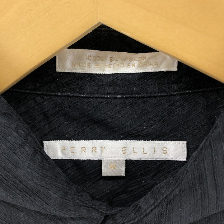 Perry Ellis short sleeve silk shirt, box shirt, men's size M silk black type Vintage Second Hand