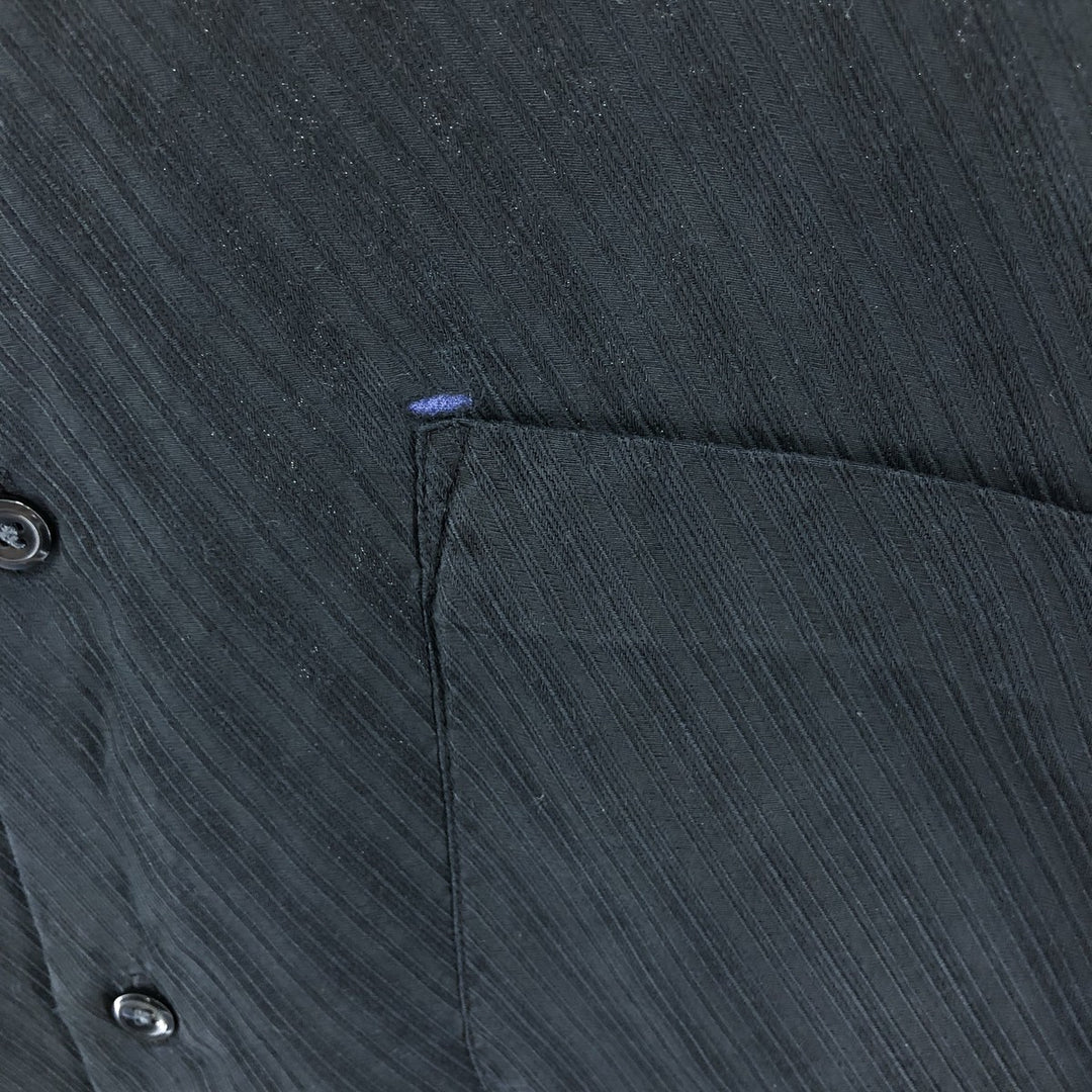 Perry Ellis short sleeve silk shirt, box shirt, men's size M silk black type Vintage Second Hand