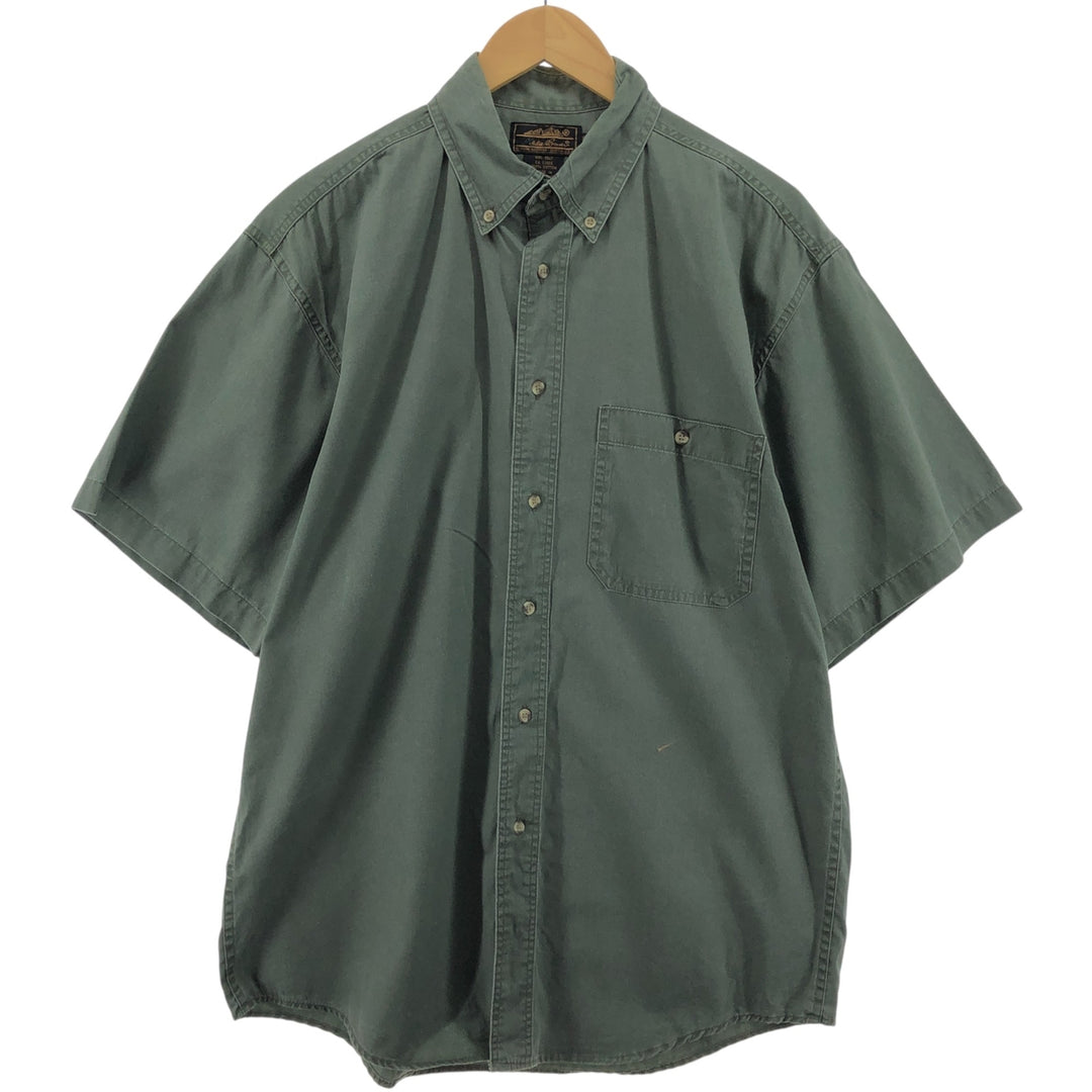 80s-90'S Eddie Bauer short sleeve button down shirt, men's size M, vintage cotton Khaki type sage green Vintage Second Hand