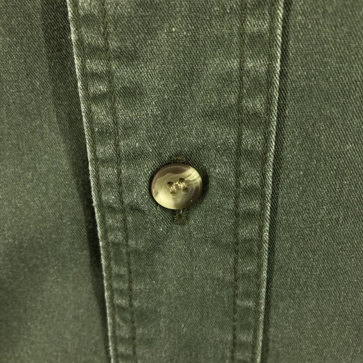 80s-90'S Eddie Bauer short sleeve button down shirt, men's size M, vintage cotton Khaki type sage green Vintage Second Hand