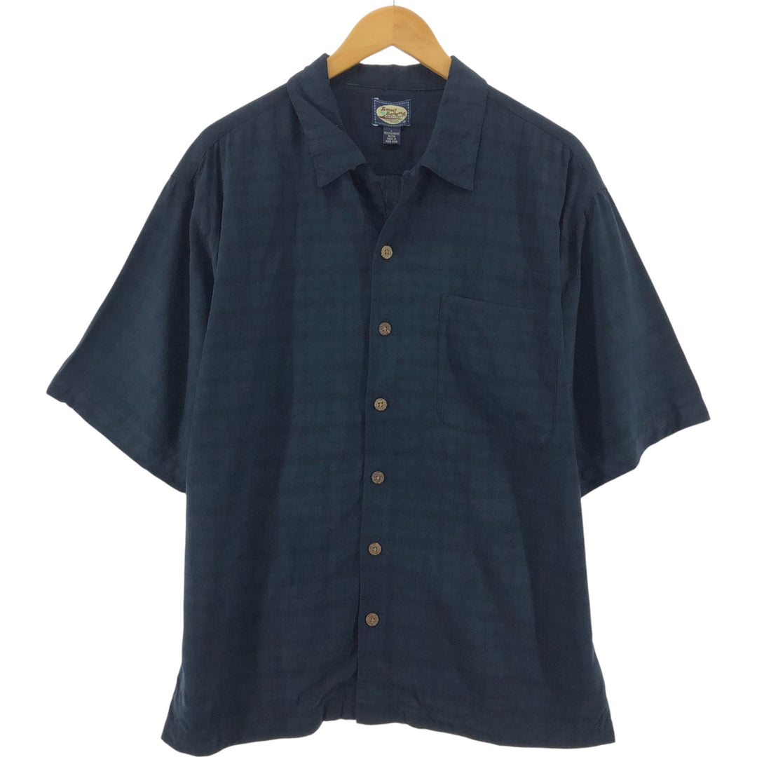 Tommy Bahama short sleeve open collar rayon shirt, box shirt, men's size L Rayon black type Vintage Second Hand