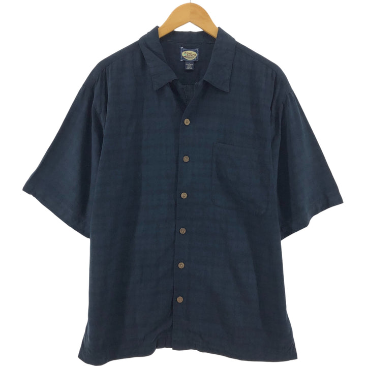 Tommy Bahama short sleeve open collar rayon shirt, box shirt, men's size L Rayon black type Vintage Second Hand