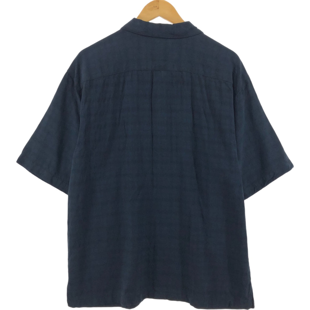 Tommy Bahama short sleeve open collar rayon shirt, box shirt, men's size L Rayon black type Vintage Second Hand