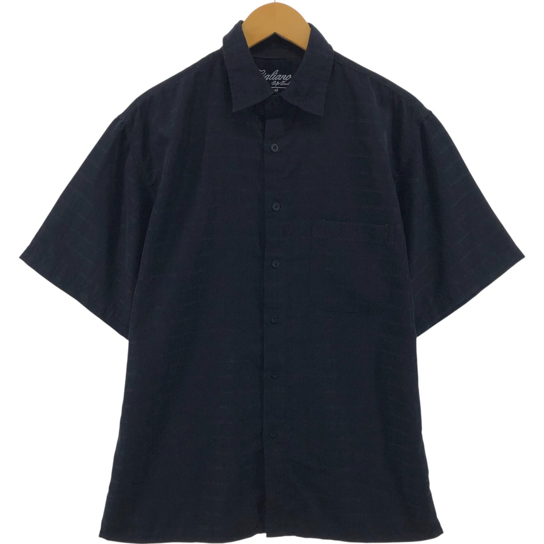Check Pattern Short Sleeve Polyester Shirt Box Shirt Men's M Size polyester black type Vintage Second Hand