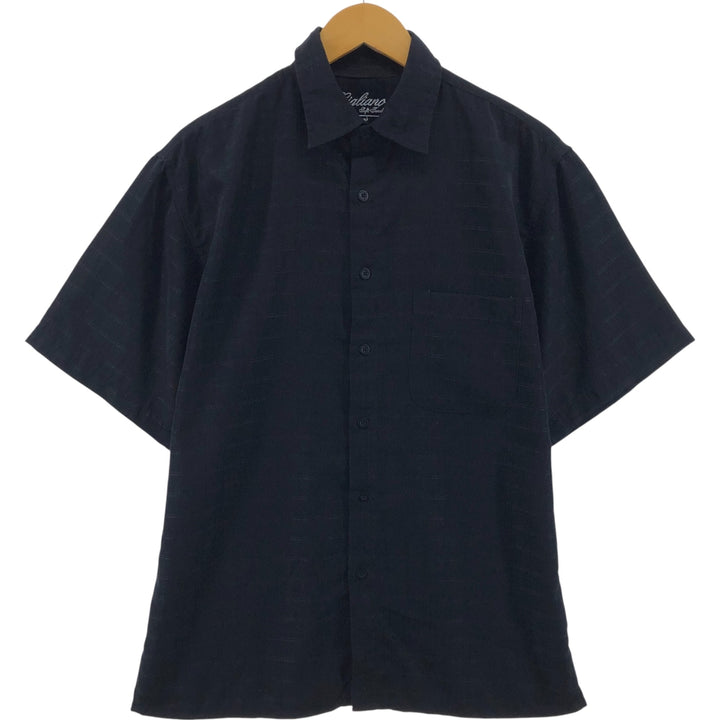 Check Pattern Short Sleeve Polyester Shirt Box Shirt Men's M Size polyester black type Vintage Second Hand