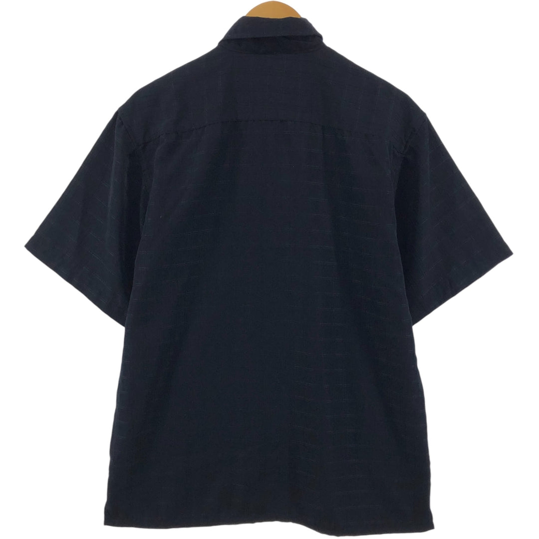 Check Pattern Short Sleeve Polyester Shirt Box Shirt Men's M Size polyester black type Vintage Second Hand