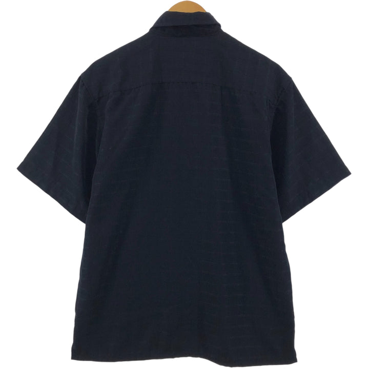 Check Pattern Short Sleeve Polyester Shirt Box Shirt Men's M Size polyester black type Vintage Second Hand