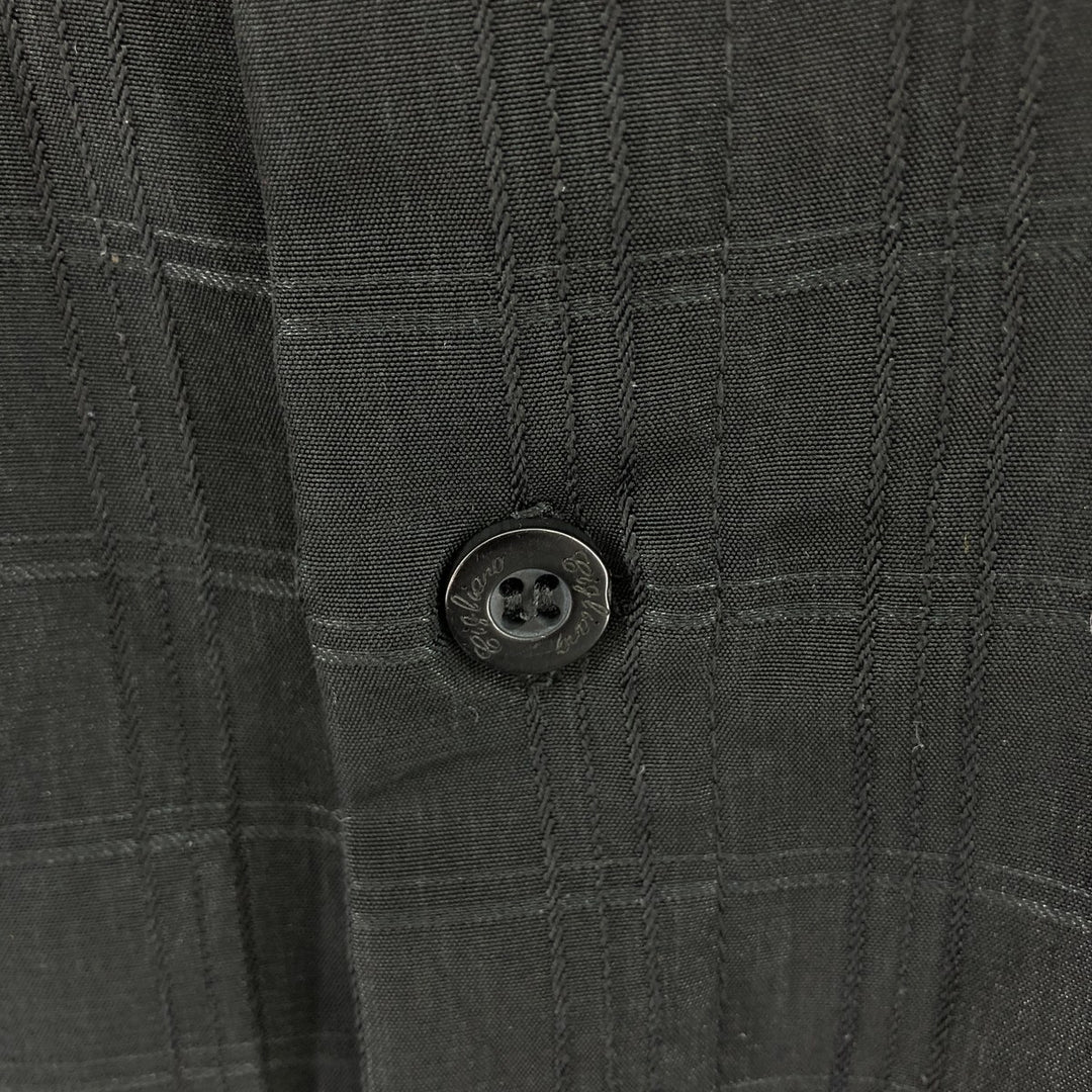 Check Pattern Short Sleeve Polyester Shirt Box Shirt Men's M Size polyester black type Vintage Second Hand