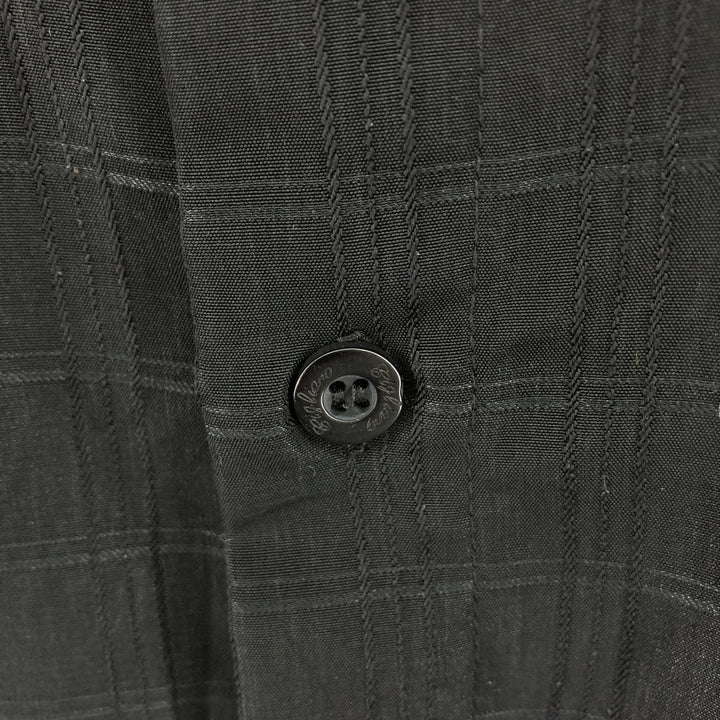 Check Pattern Short Sleeve Polyester Shirt Box Shirt Men's M Size polyester black type Vintage Second Hand