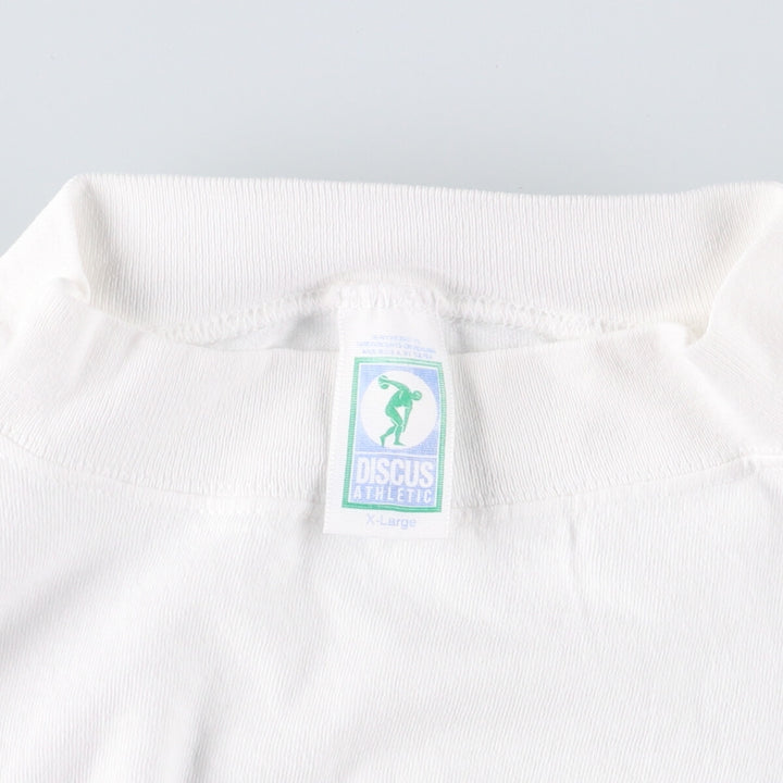 90'S DISCUS High Neck Long T-Shirt Long Sleeve T Made in USA Men's XL Vintage cotton white type Vintage Second Hand