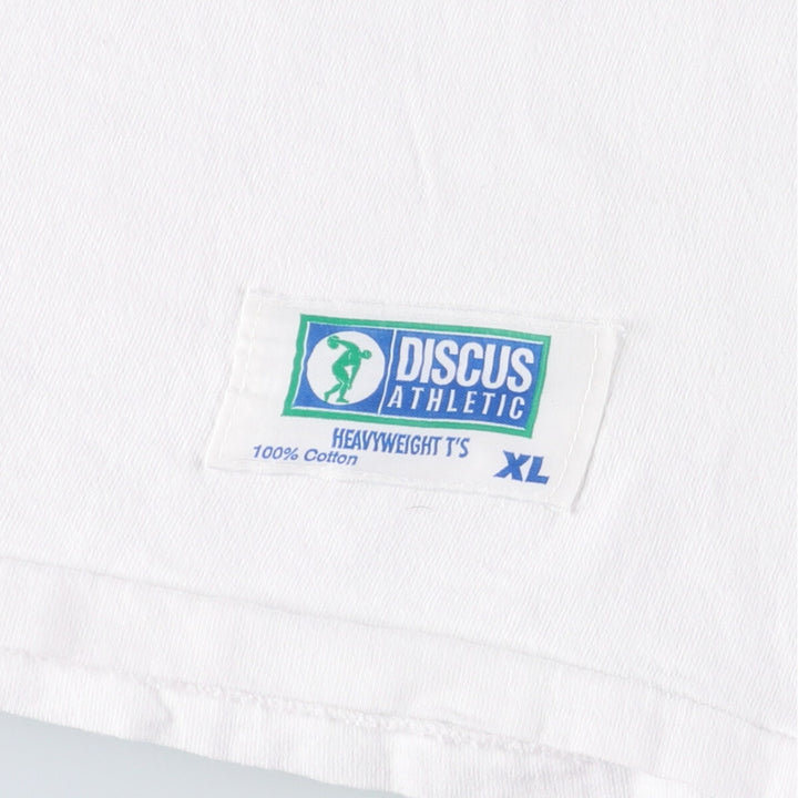 90'S DISCUS High Neck Long T-Shirt Long Sleeve T Made in USA Men's XL Vintage cotton white type Vintage Second Hand