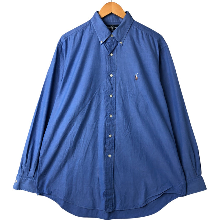 Ralph Lauren YARMOUTH long sleeve button down shirt, men's size L cotton blue type Vintage Second Hand
