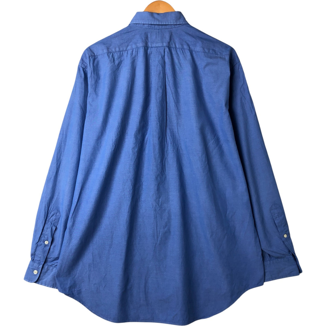 Ralph Lauren YARMOUTH long sleeve button down shirt, men's size L cotton blue type Vintage Second Hand
