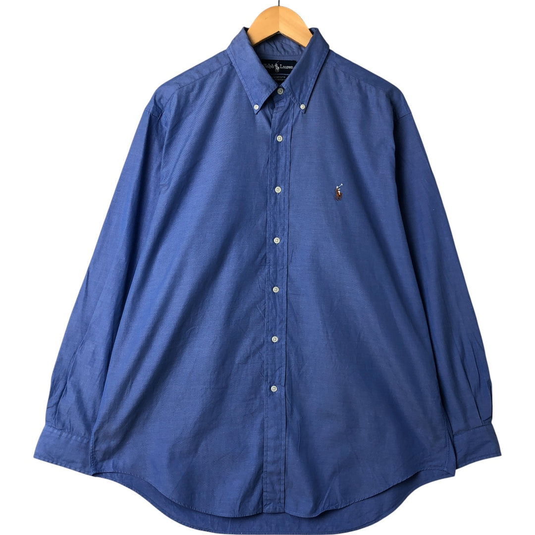 Ralph Lauren YARMOUTH long sleeve button down shirt, men's size L cotton blue type Vintage Second Hand