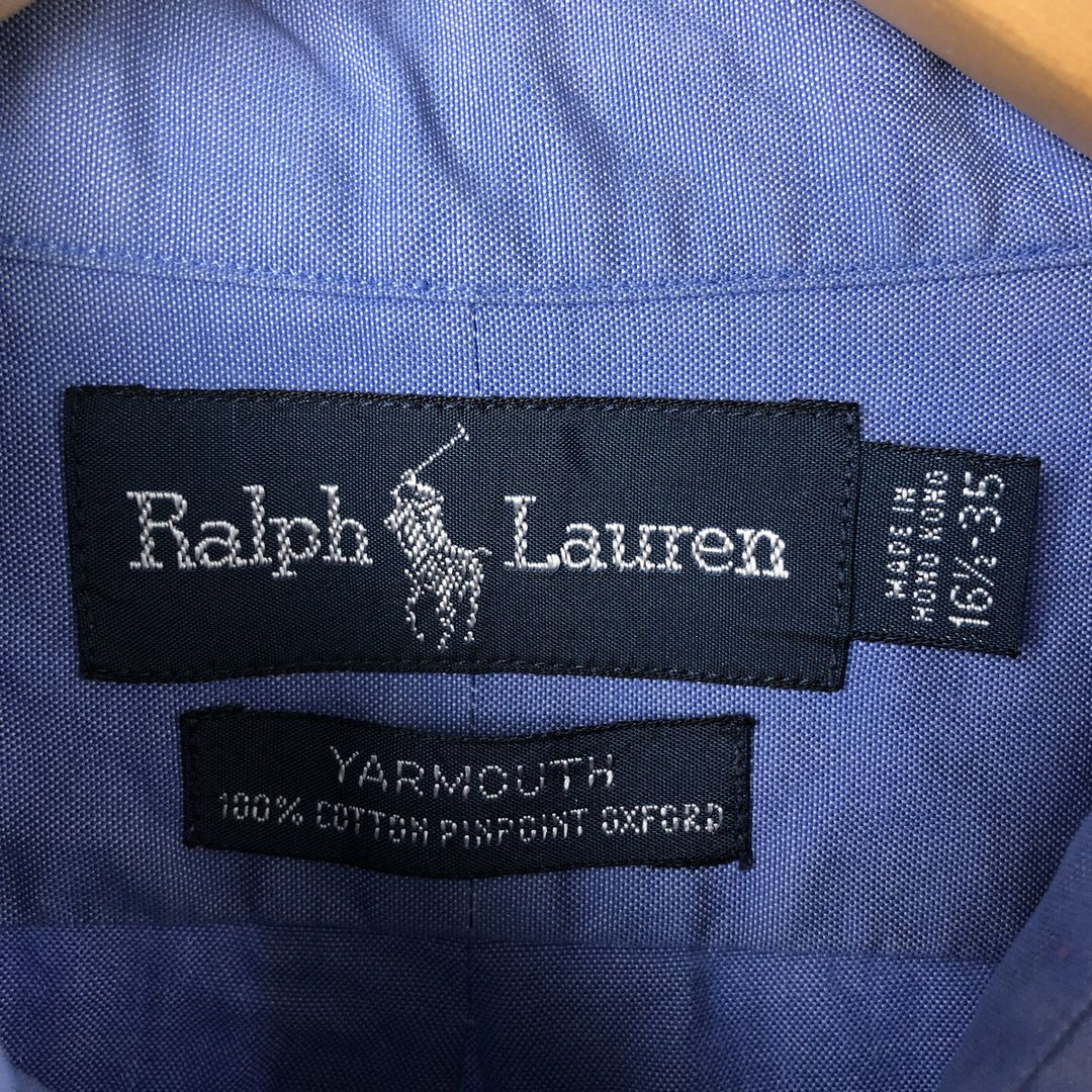 Ralph Lauren YARMOUTH long sleeve button down shirt, men's size L cotton blue type Vintage Second Hand