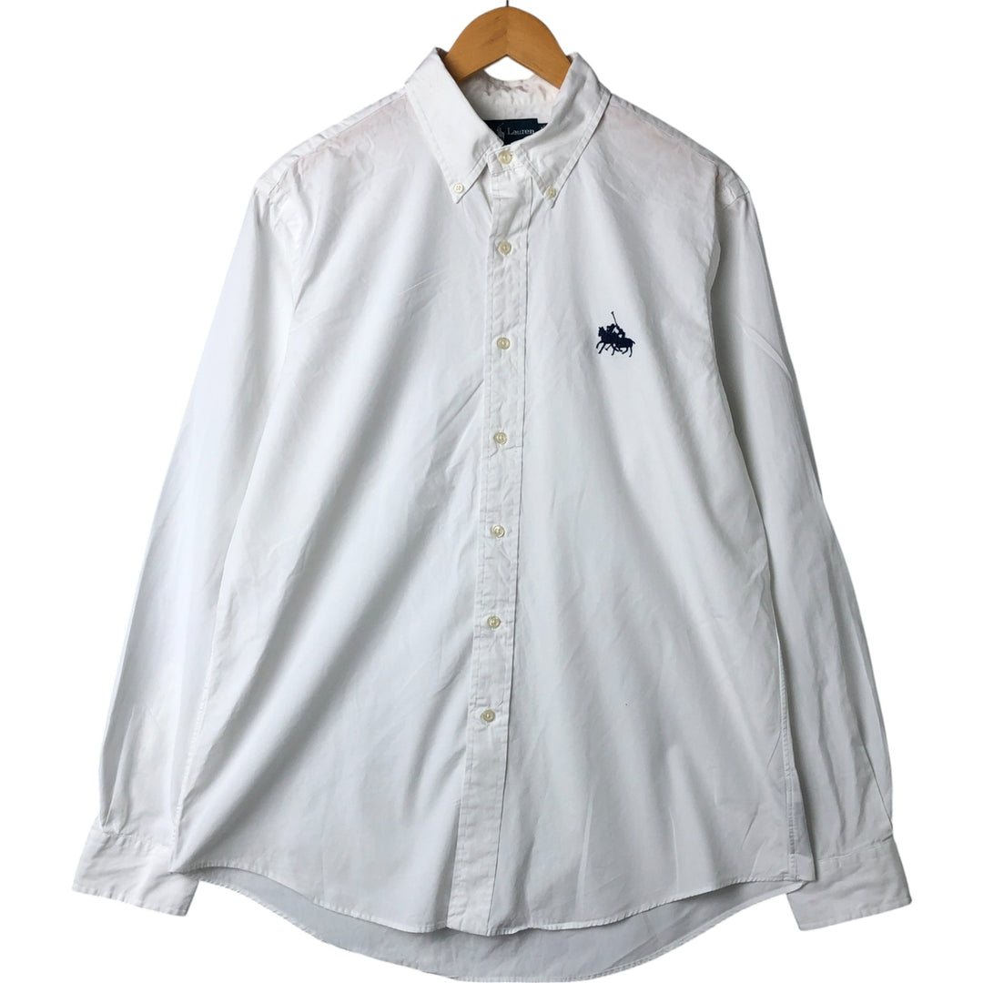 Ralph Lauren CUSTOM FIT long sleeve button down shirt, men's size L cotton white type Vintage Second Hand