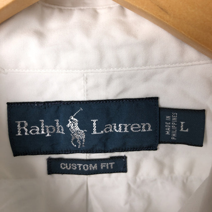 Ralph Lauren CUSTOM FIT long sleeve button down shirt, men's size L cotton white type Vintage Second Hand