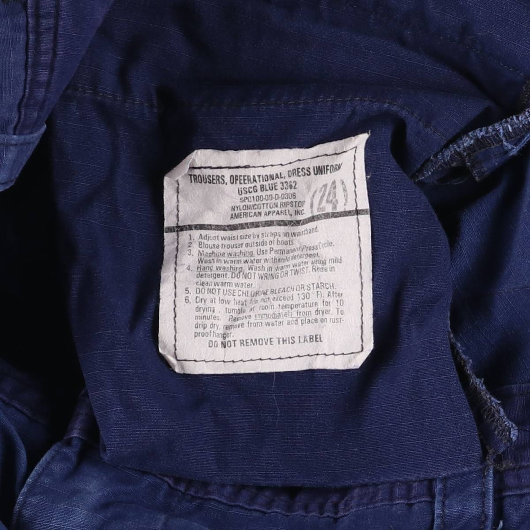 00'S US Military COAST GUARD Coast Guard ODU Operation Military Cargo Pants USA Made LARGE-SHORT Men's W37 equivalent Nylon Navy blue Vintage Second Hand