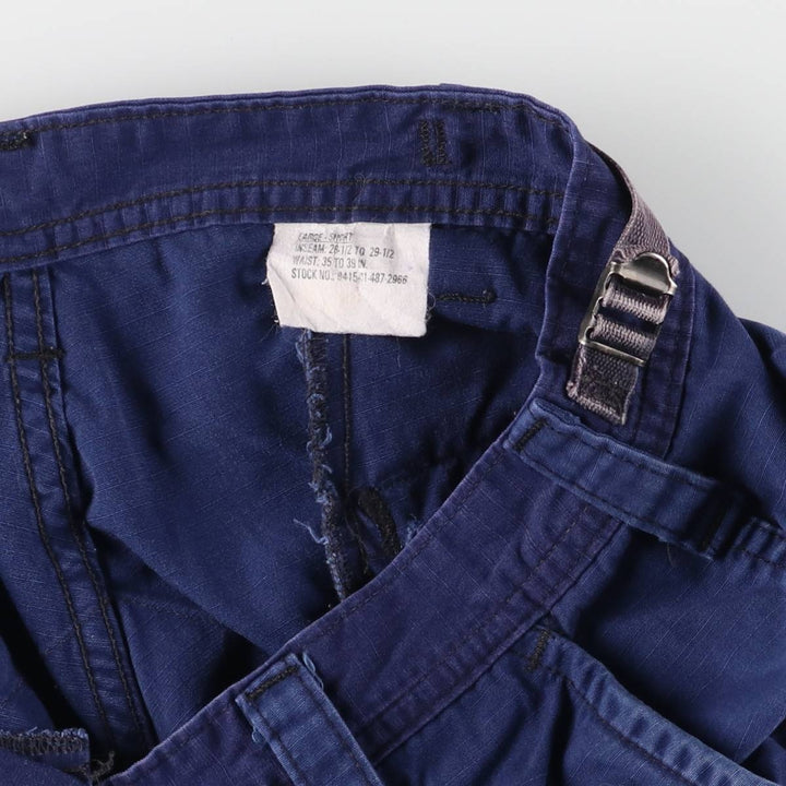 00'S US Military COAST GUARD Coast Guard ODU Operation Military Cargo Pants USA Made LARGE-SHORT Men's W37 equivalent Nylon Navy blue Vintage Second Hand