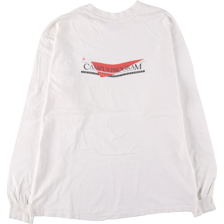 80'S Hanes Advertising Long Sleeve T-Shirt, Made in USA, Men's XL, Vintage cotton white type Vintage Second Hand