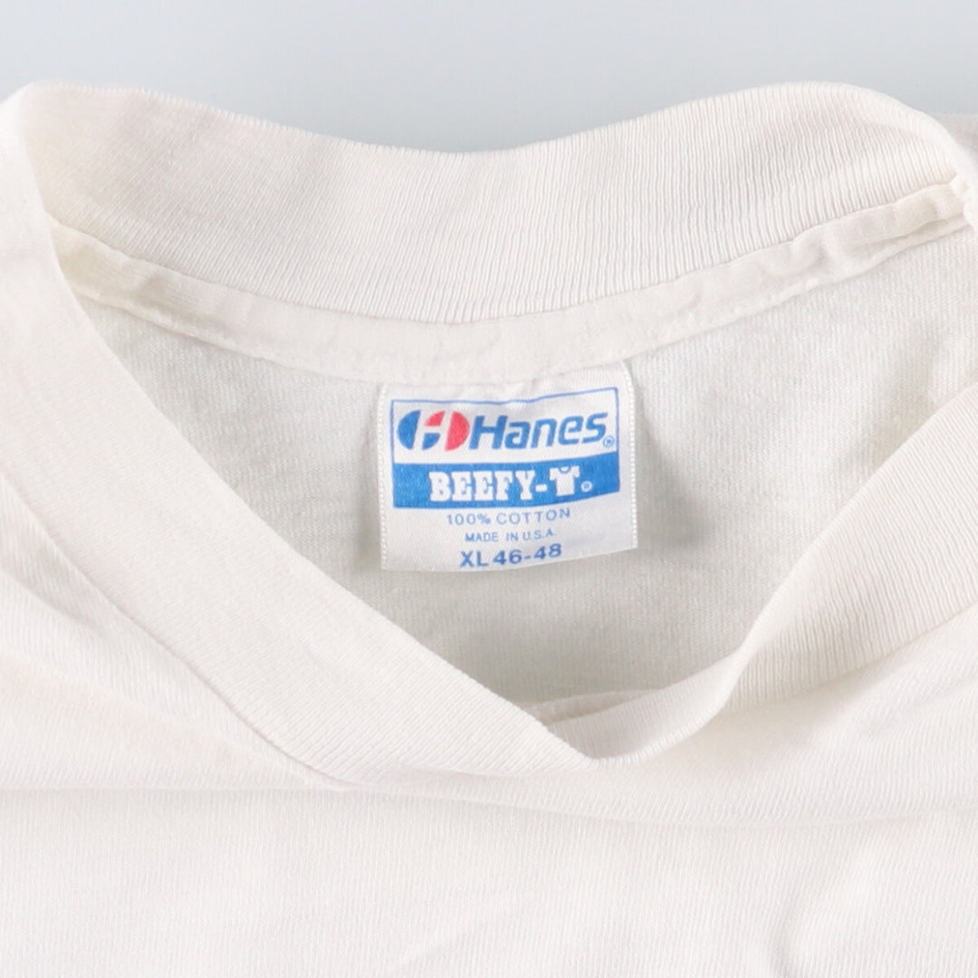 80'S Hanes Advertising Long Sleeve T-Shirt, Made in USA, Men's XL, Vintage cotton white type Vintage Second Hand