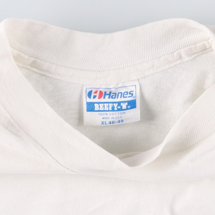 80'S Hanes Advertising Long Sleeve T-Shirt, Made in USA, Men's XL, Vintage cotton white type Vintage Second Hand