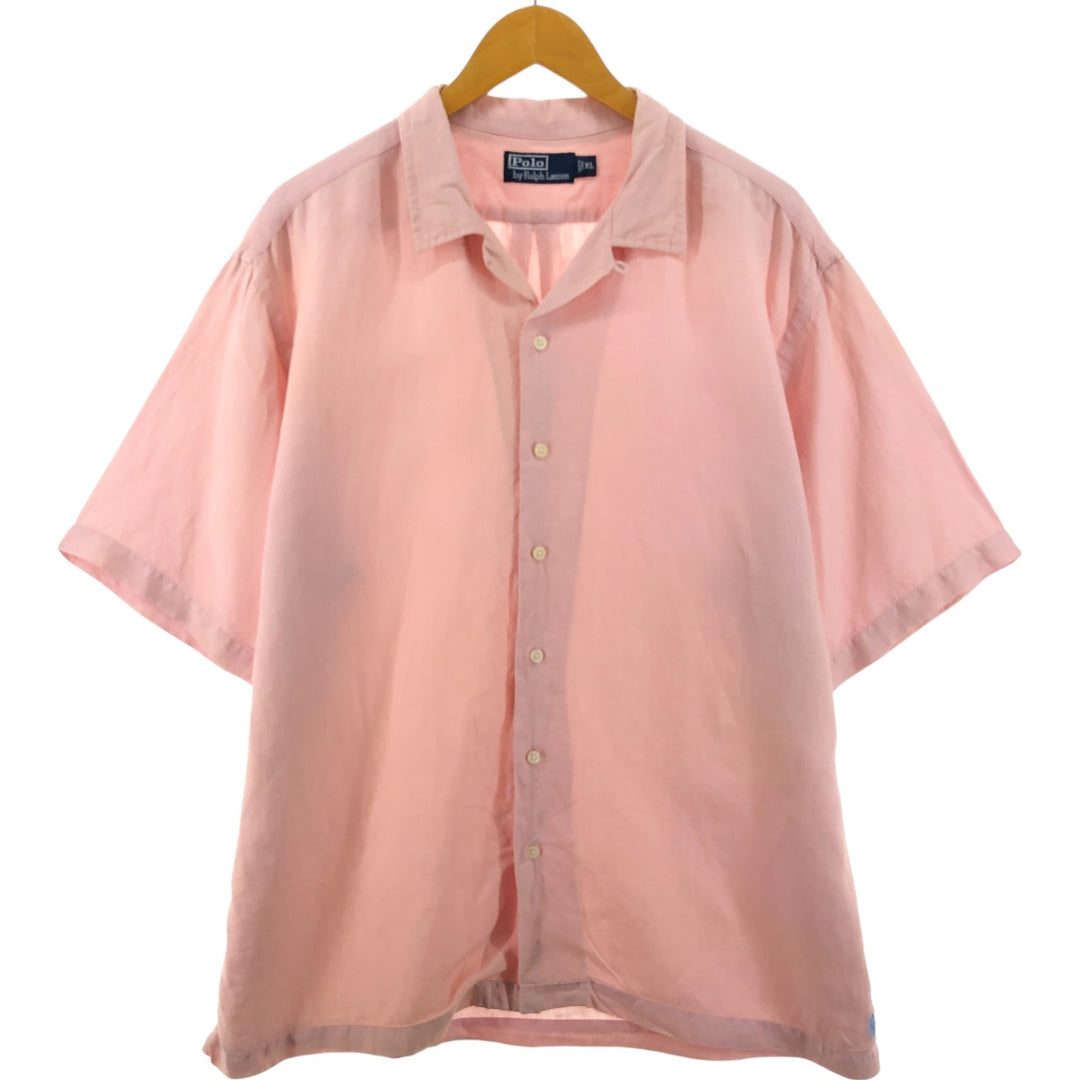 Ralph Lauren POLO by Ralph Lauren short sleeve open collar linen shirt men's XL size linen pink type Vintage Second Hand