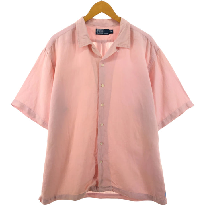 Ralph Lauren POLO by Ralph Lauren short sleeve open collar linen shirt men's XL size linen pink type Vintage Second Hand
