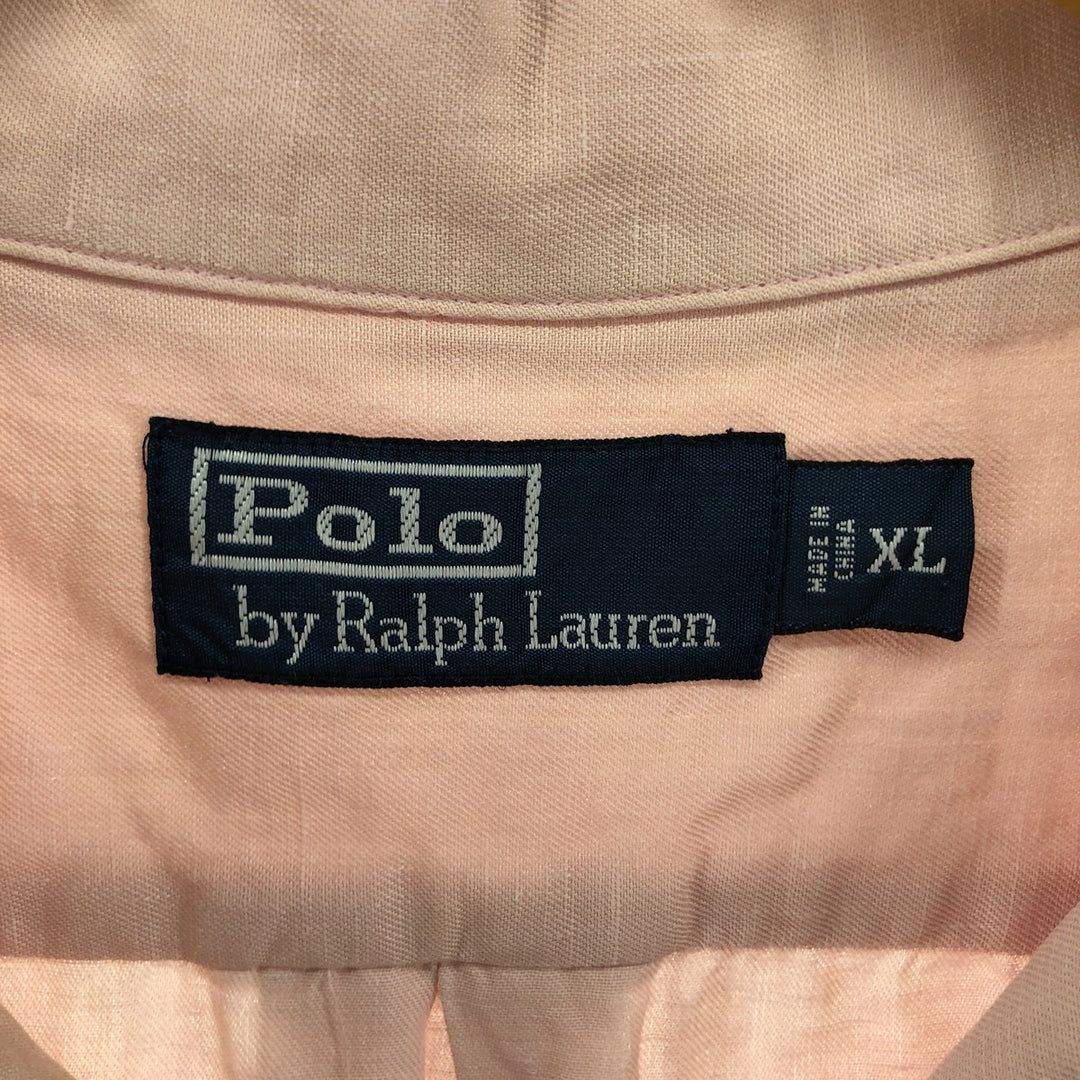 Ralph Lauren POLO by Ralph Lauren short sleeve open collar linen shirt men's XL size linen pink type Vintage Second Hand