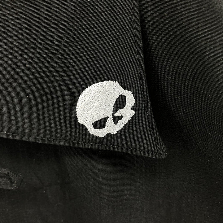 Harley Davidson Skull Pattern Fire Pattern Open Collar Short Sleeve Work Shirt Box Shirt Men's XL polyester black type Vintage Second Hand
