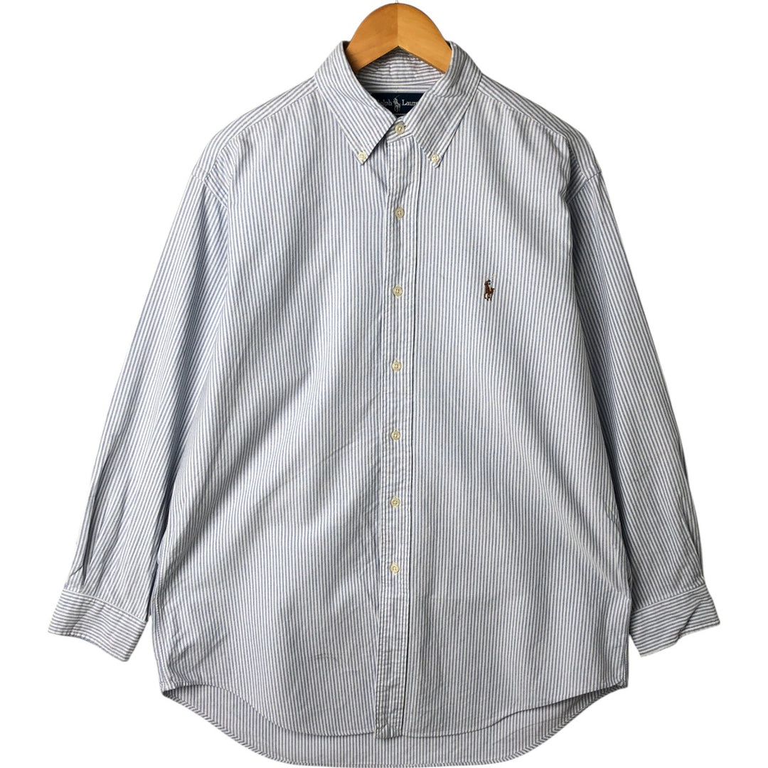 Ralph Lauren YARMOUTH Long Sleeve Button-Down Striped Shirt, Men's Size L cotton white type Vintage Second Hand