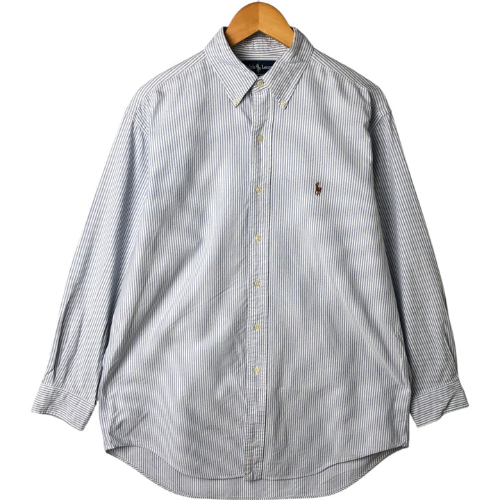 Ralph Lauren YARMOUTH Long Sleeve Button-Down Striped Shirt, Men's Size L cotton white type Vintage Second Hand