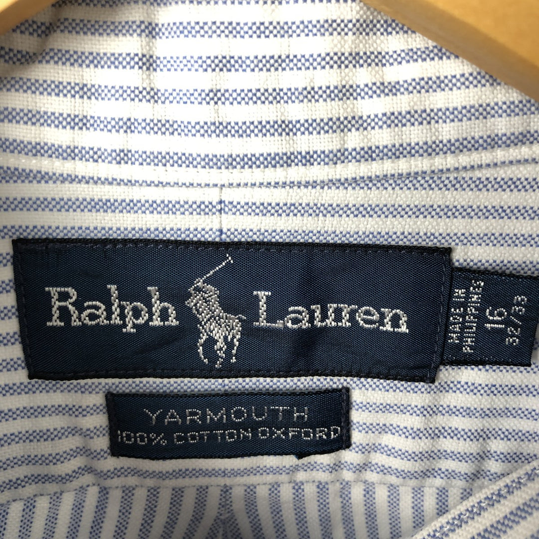 Ralph Lauren YARMOUTH Long Sleeve Button-Down Striped Shirt, Men's Size L cotton white type Vintage Second Hand