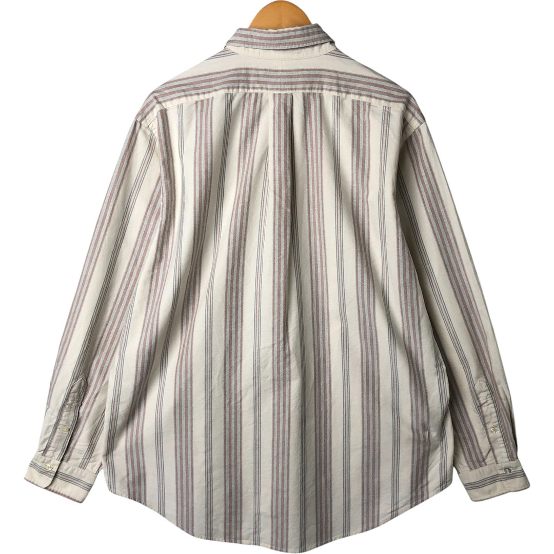 Ralph Lauren long sleeve button down striped shirt, men's XL size cotton brown type Vintage Second Hand