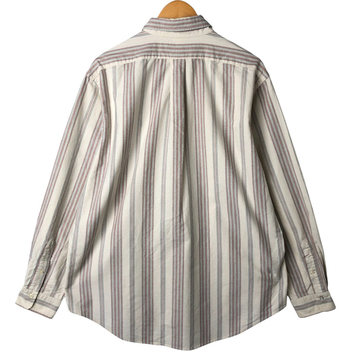 Ralph Lauren long sleeve button down striped shirt, men's XL size cotton brown type Vintage Second Hand