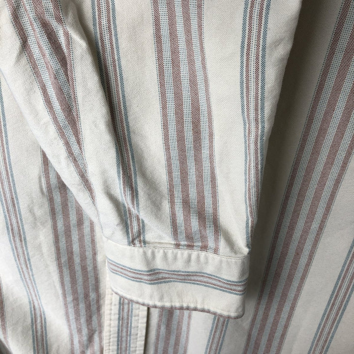 Ralph Lauren long sleeve button down striped shirt, men's XL size cotton brown type Vintage Second Hand