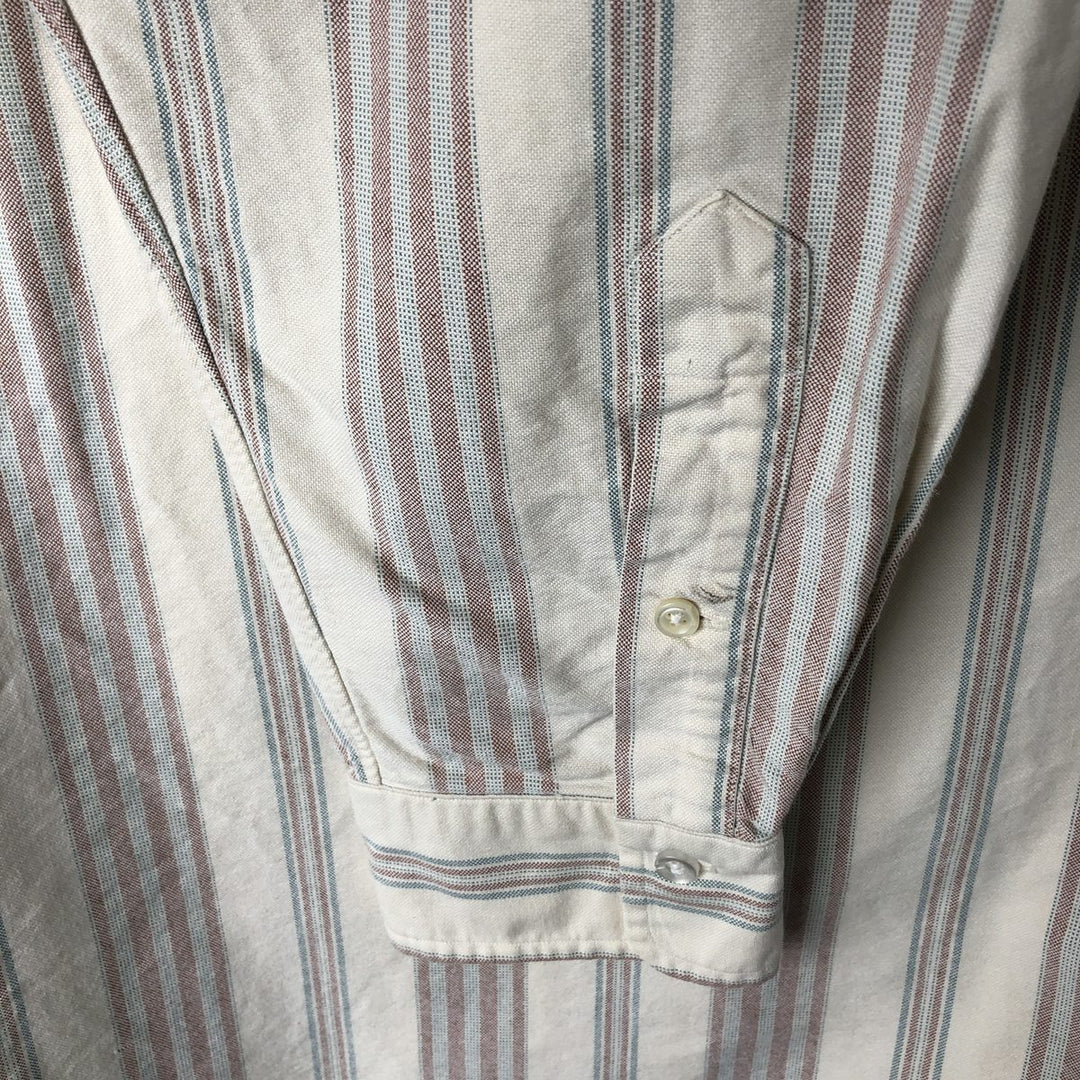 Ralph Lauren long sleeve button down striped shirt, men's XL size cotton brown type Vintage Second Hand