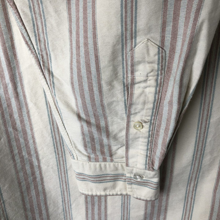 Ralph Lauren long sleeve button down striped shirt, men's XL size cotton brown type Vintage Second Hand