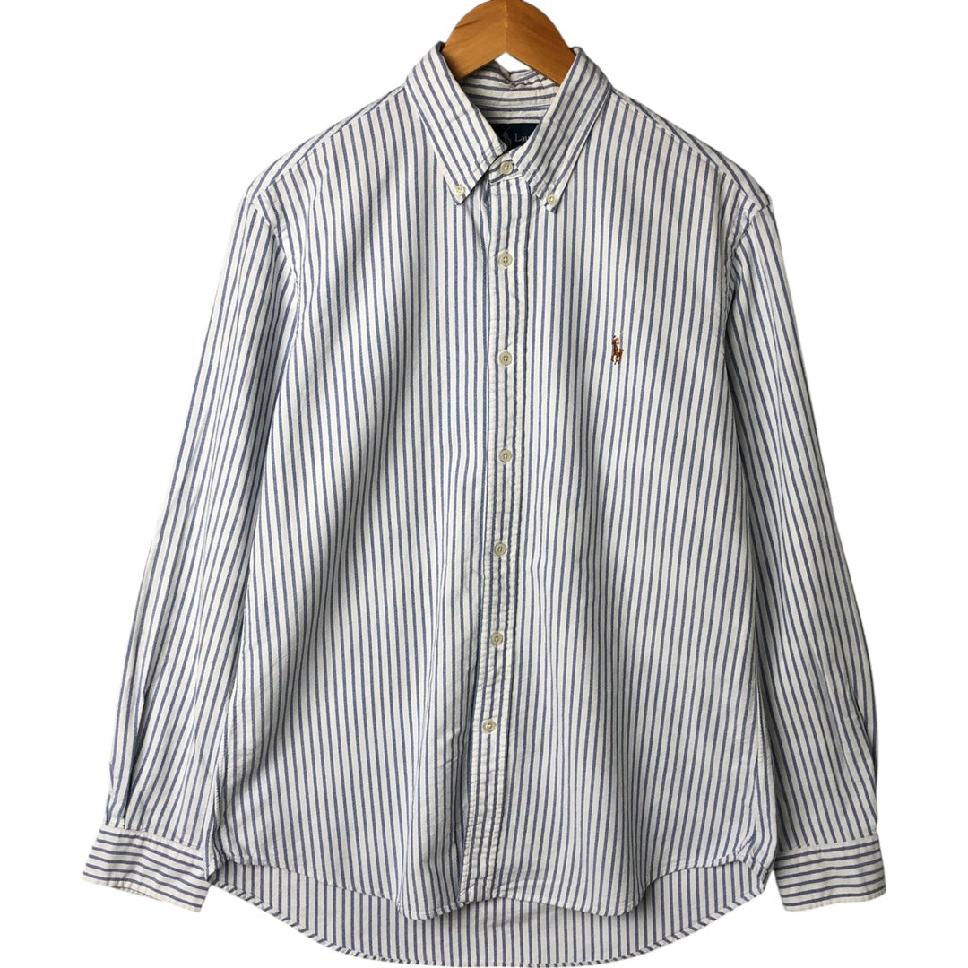Ralph Lauren CUSTOM FIT long sleeve button down striped shirt men's size L cotton white type Vintage Second Hand
