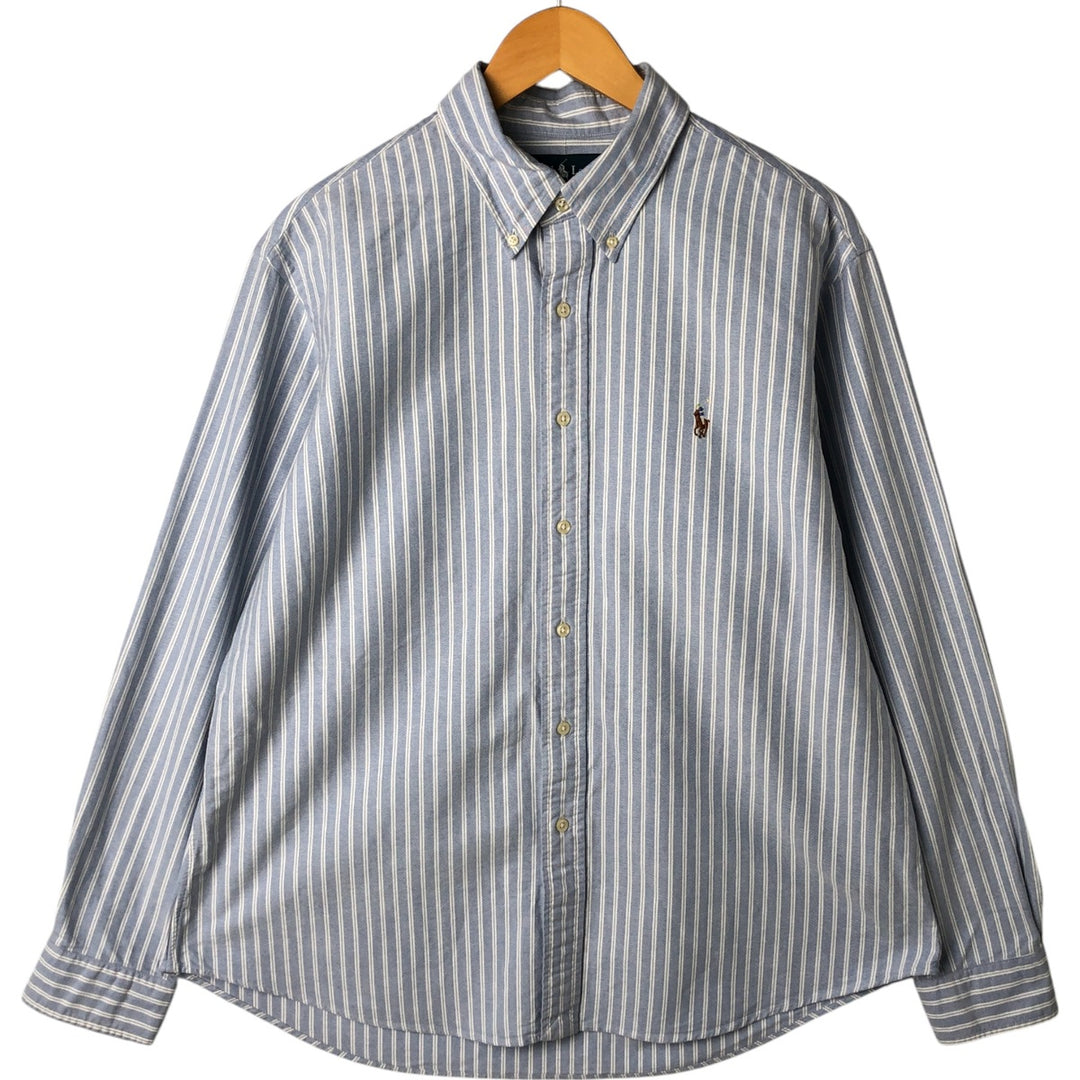 Ralph Lauren CUSTOM FIT long sleeve button down striped shirt men's XL size cotton Blue type light blue Vintage Second Hand