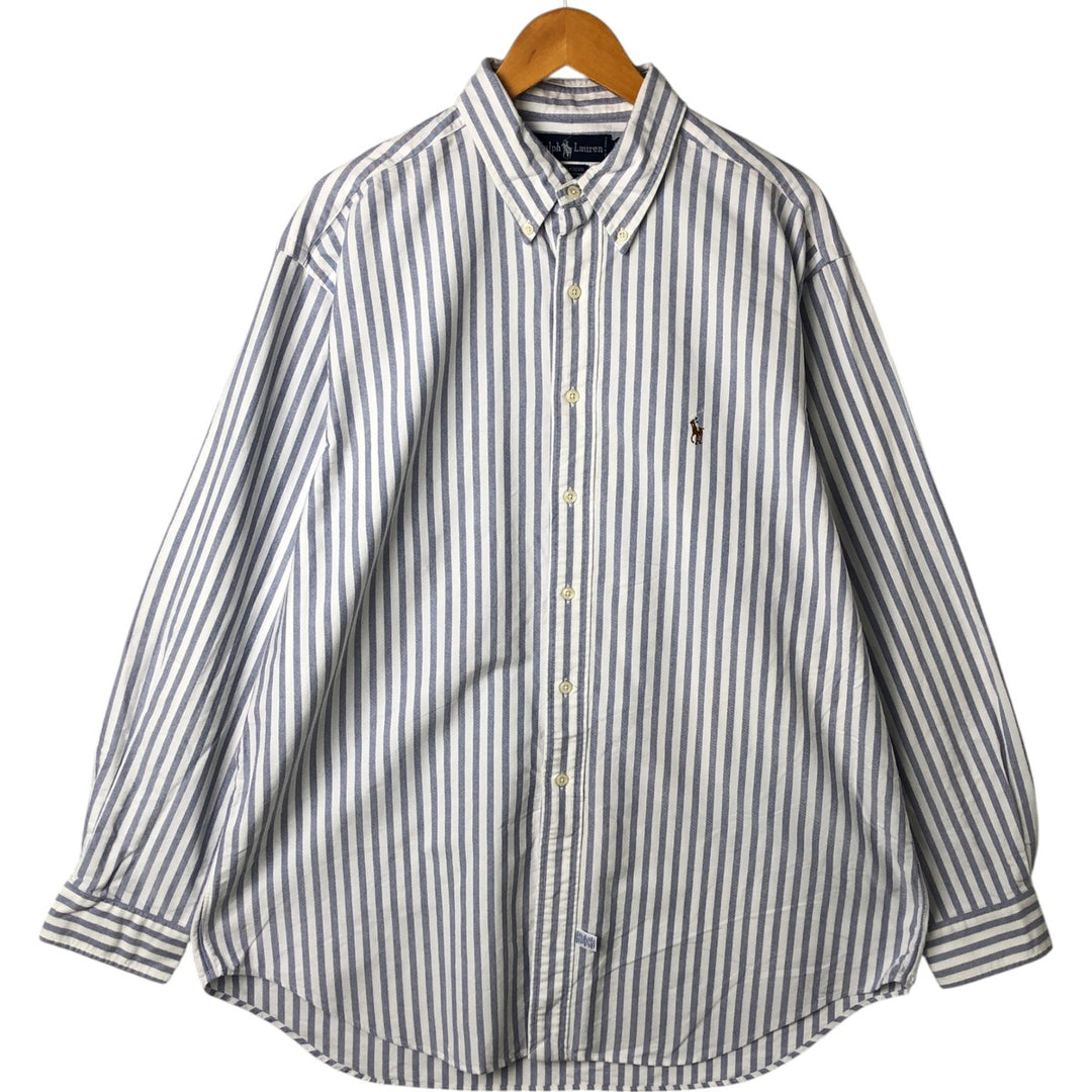 Ralph Lauren YARMOUTH Long Sleeve Button-Down Striped Shirt, Men's XL cotton white type Vintage Second Hand